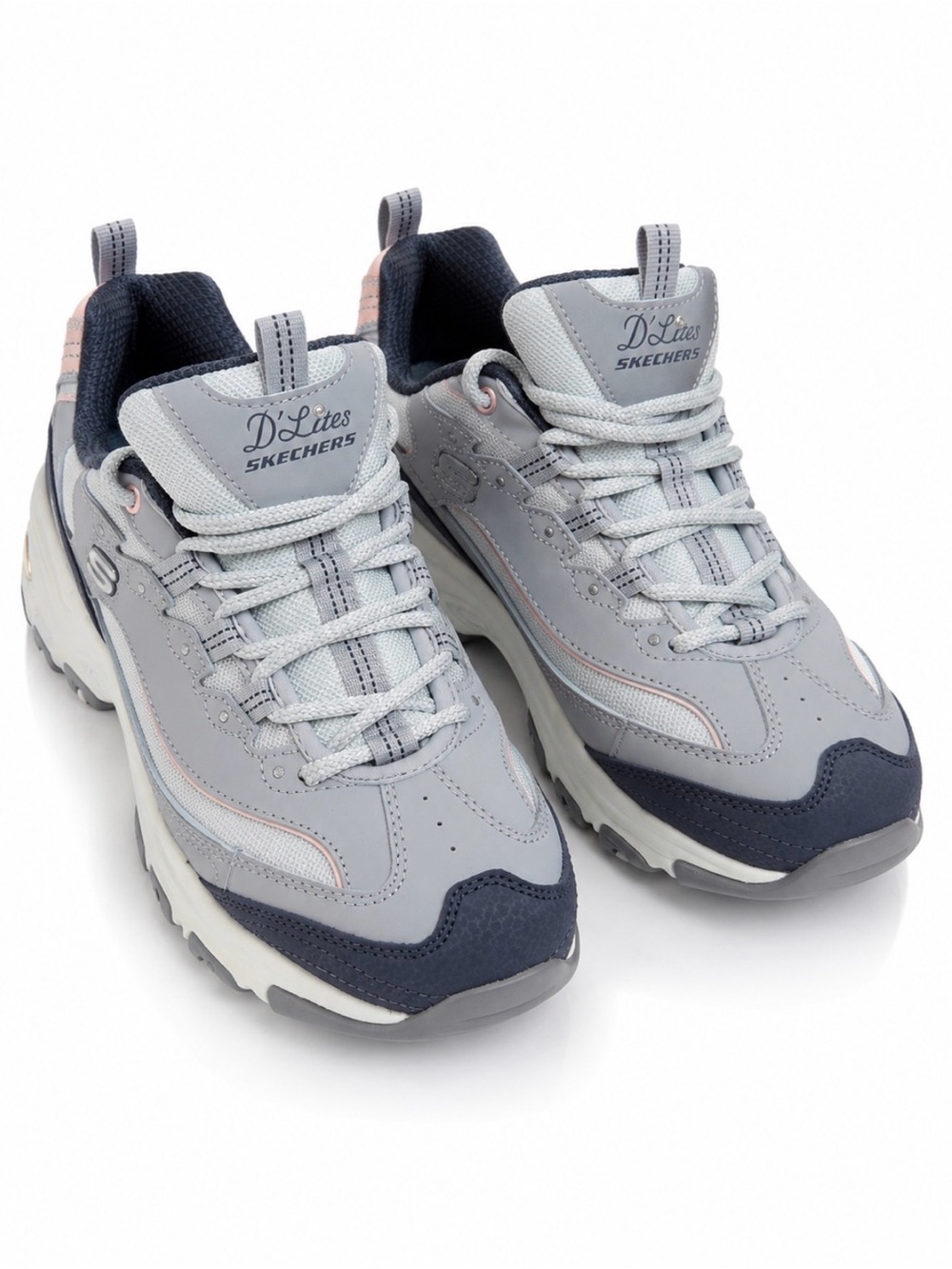 Skechers D'Lites Women's Light Gray & Navy Casual Sneakers